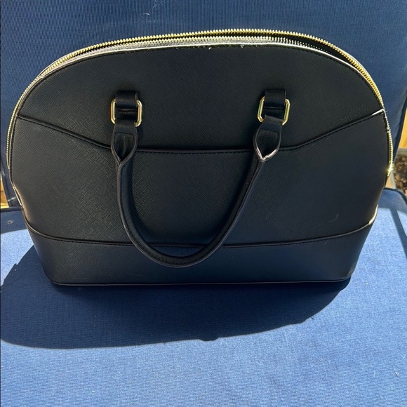 Kate Spade Leather Satchel Bag Black Cream Snakeskin Trim  Kate Spade Black Satchel with Gold Trim